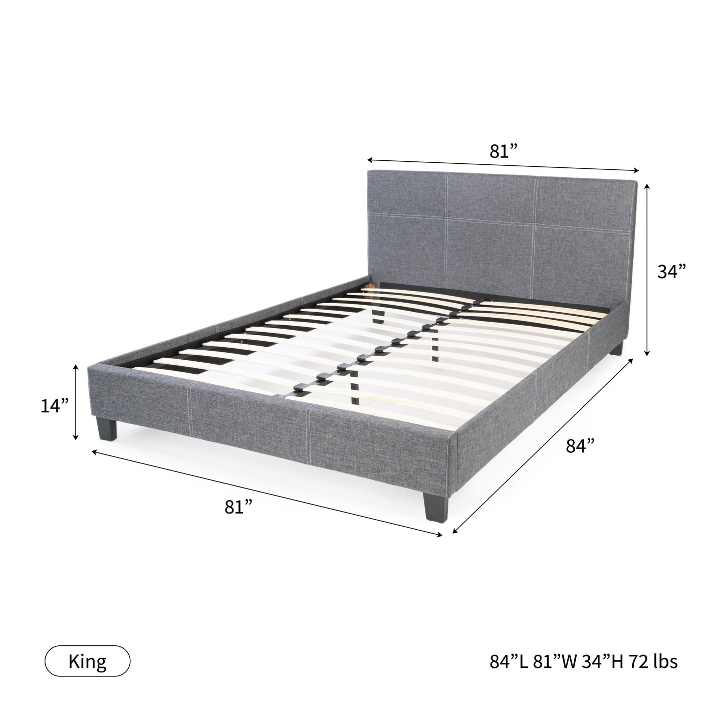 California Upholstered Bed Frame with Headboard Hamuq