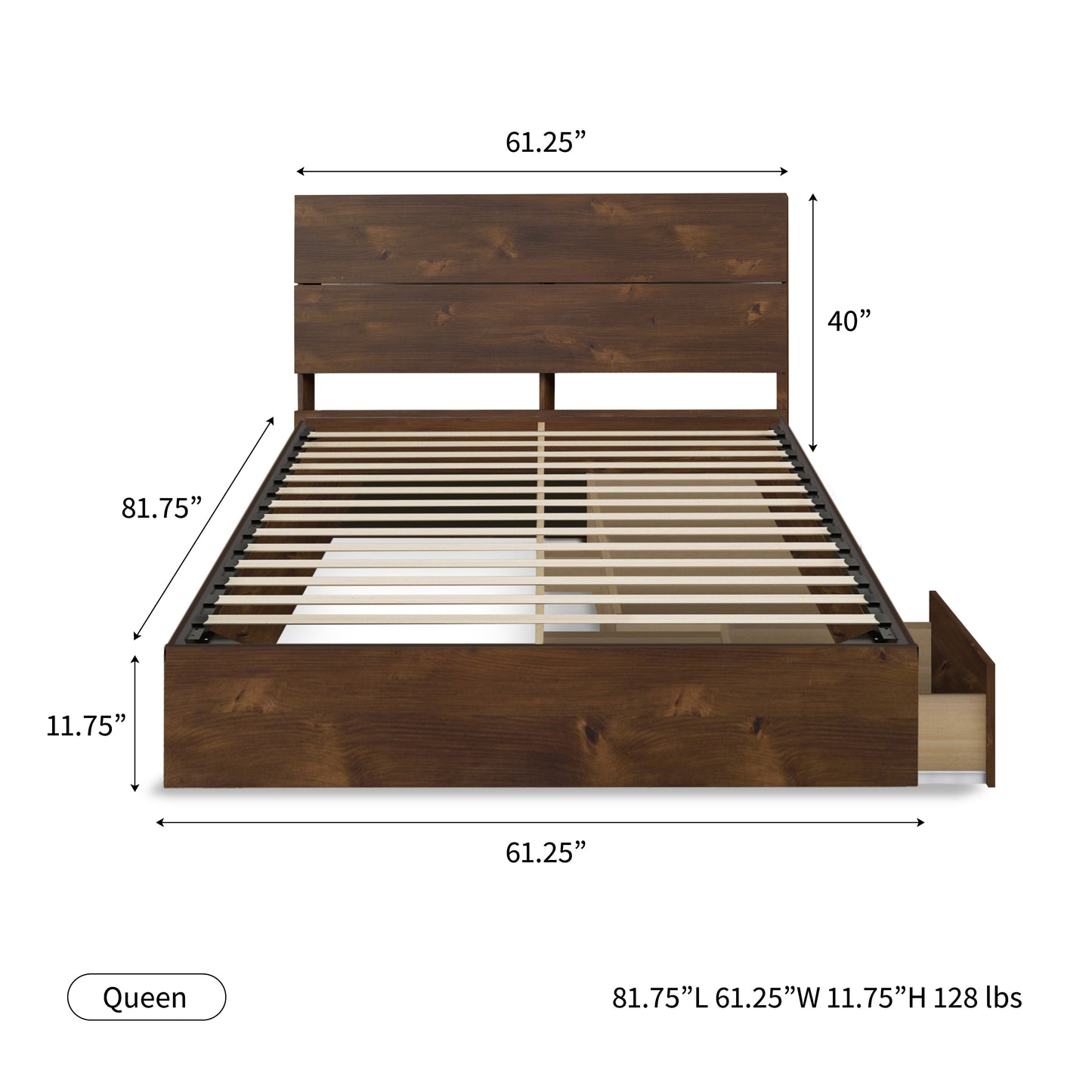 Storage Wood Bed with Headboard Hamuq