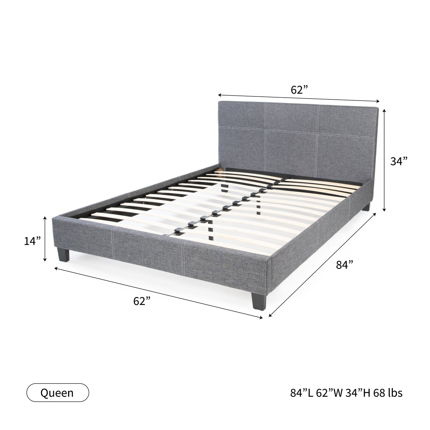 California Upholstered Bed Frame with Headboard Hamuq