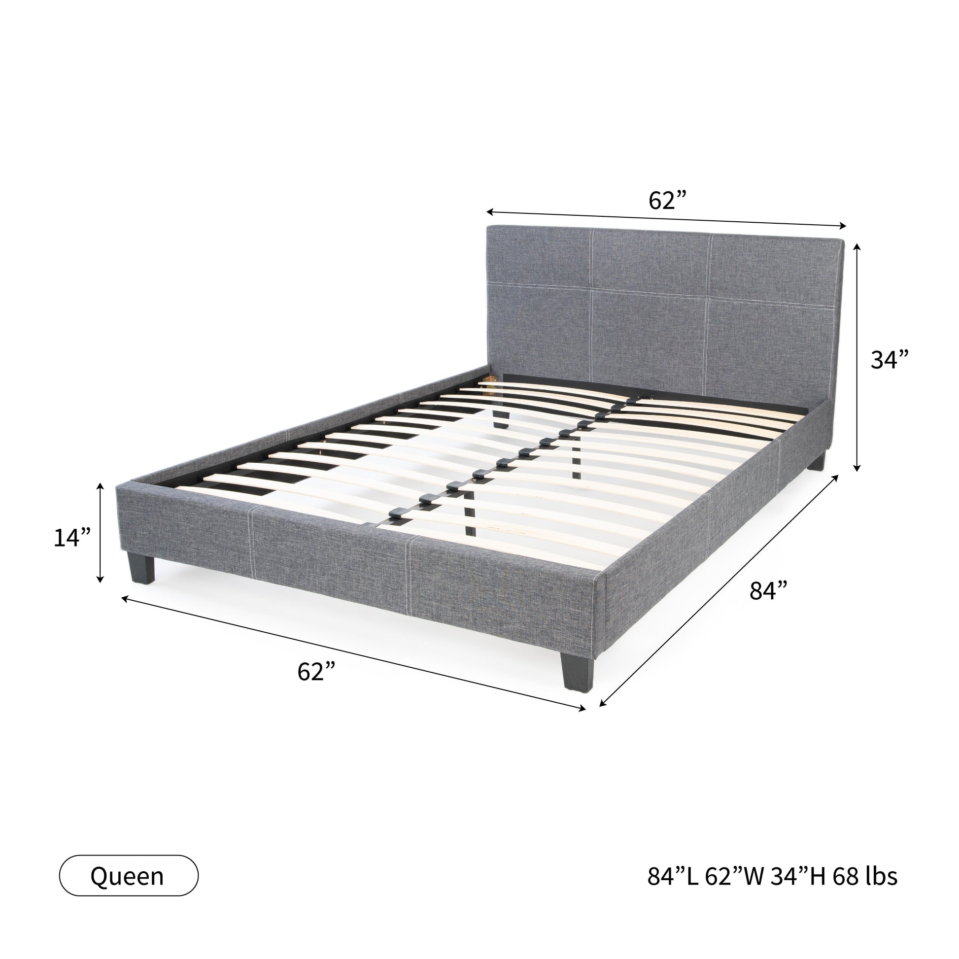 California Upholstered Bed Frame with Headboard Hamuq