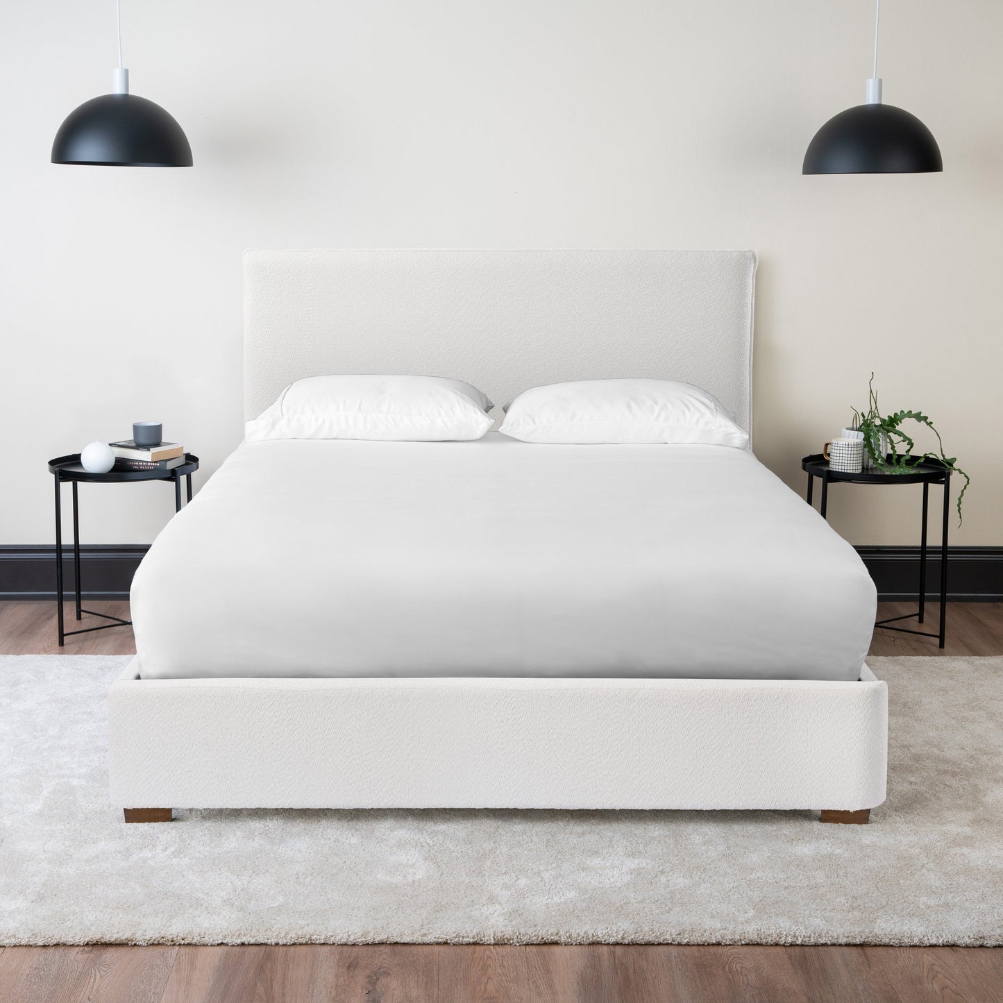 Boucle Platform Bed White Hamuq