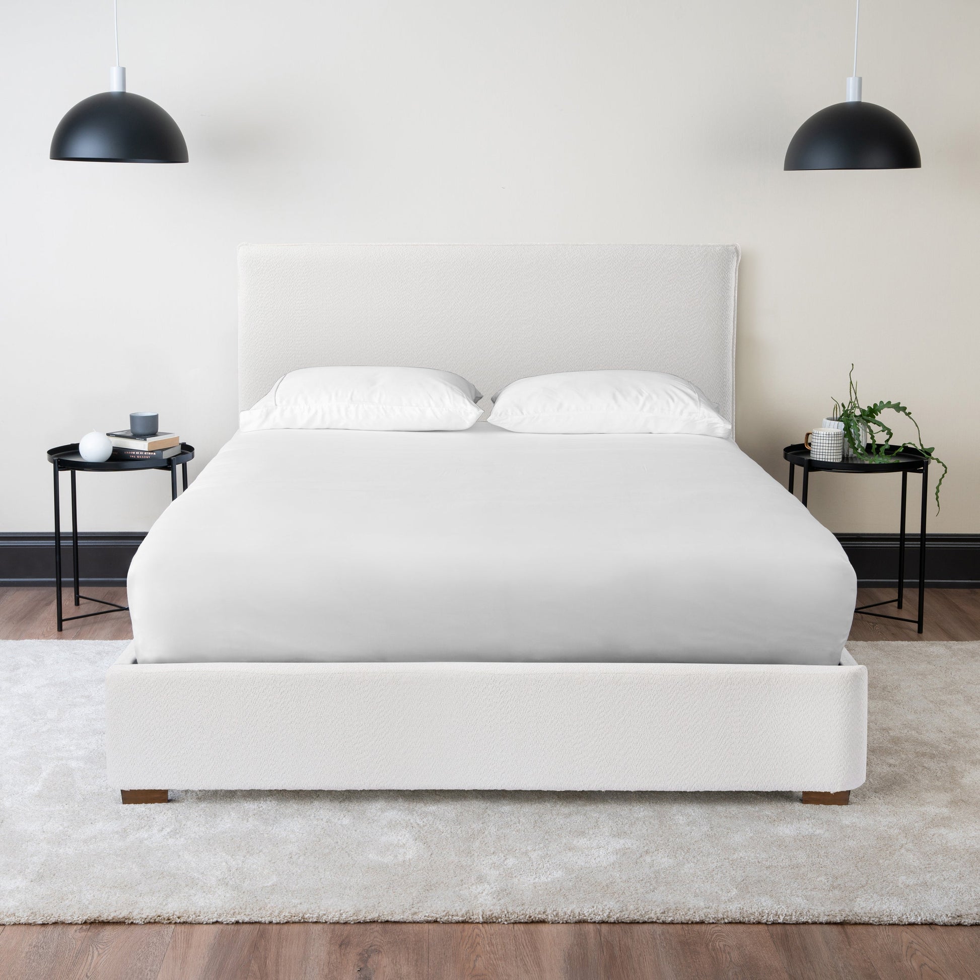 Boucle Platform Bed White Hamuq