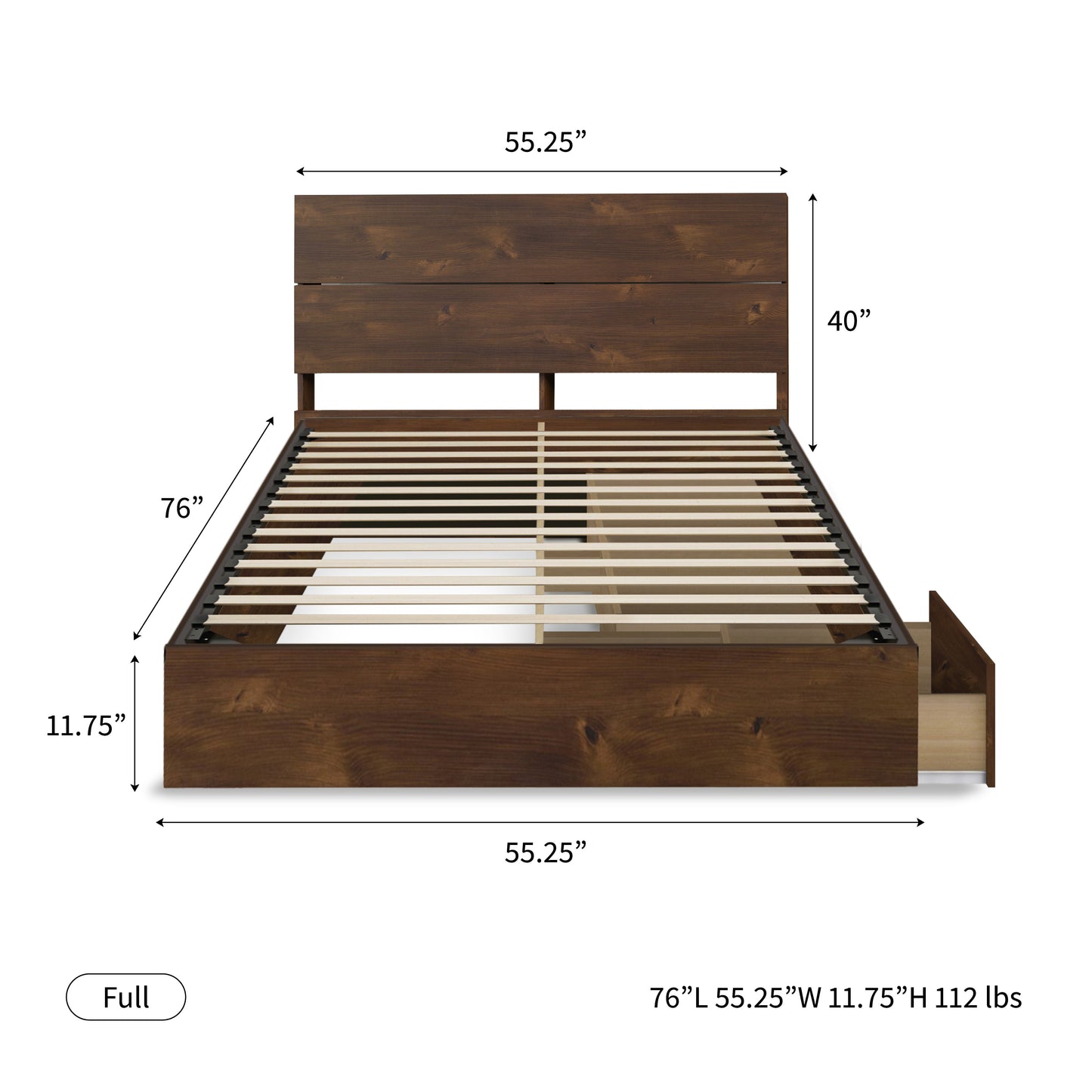 Storage Wood Bed with Headboard Hamuq
