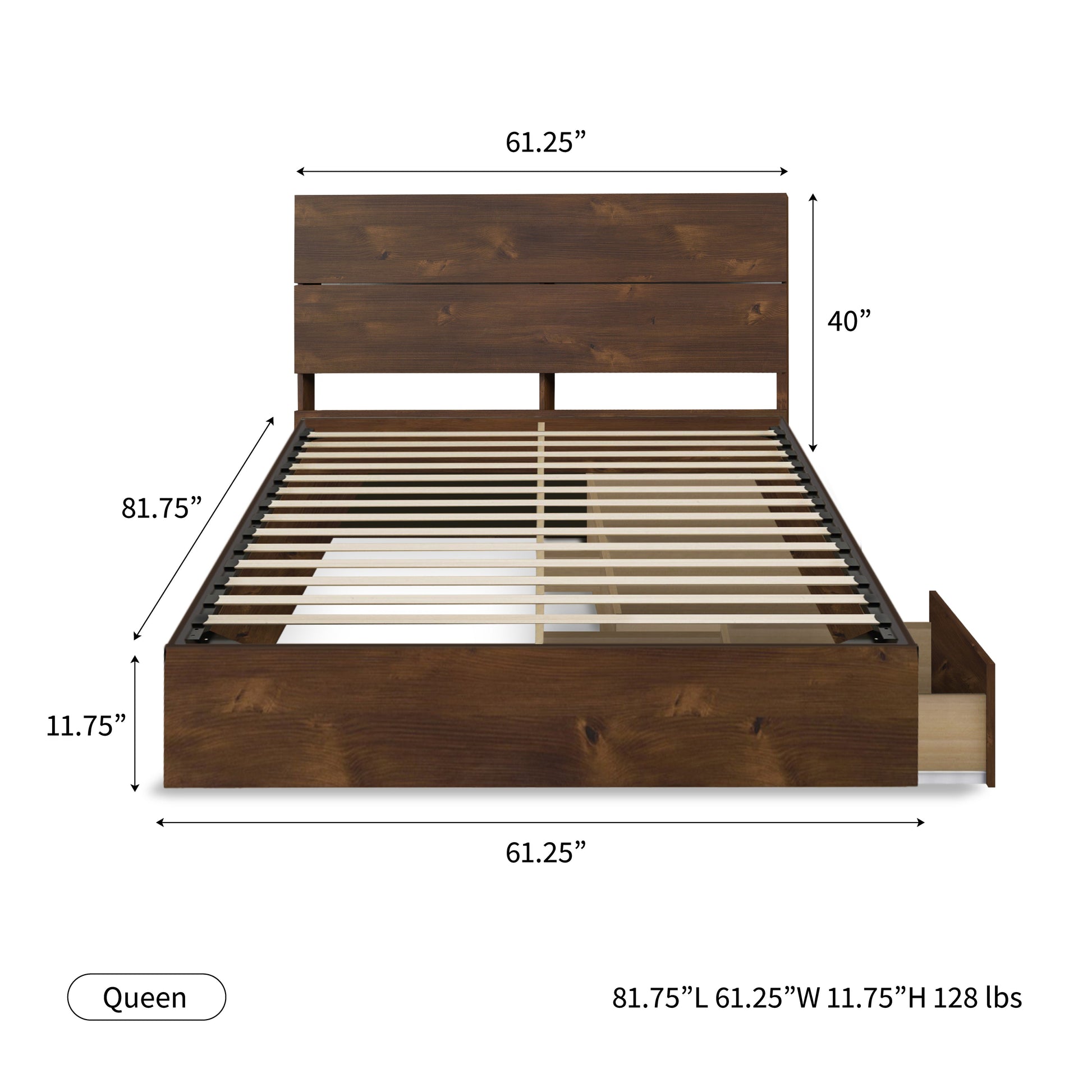 Storage Wood Bed with Headboard Hamuq