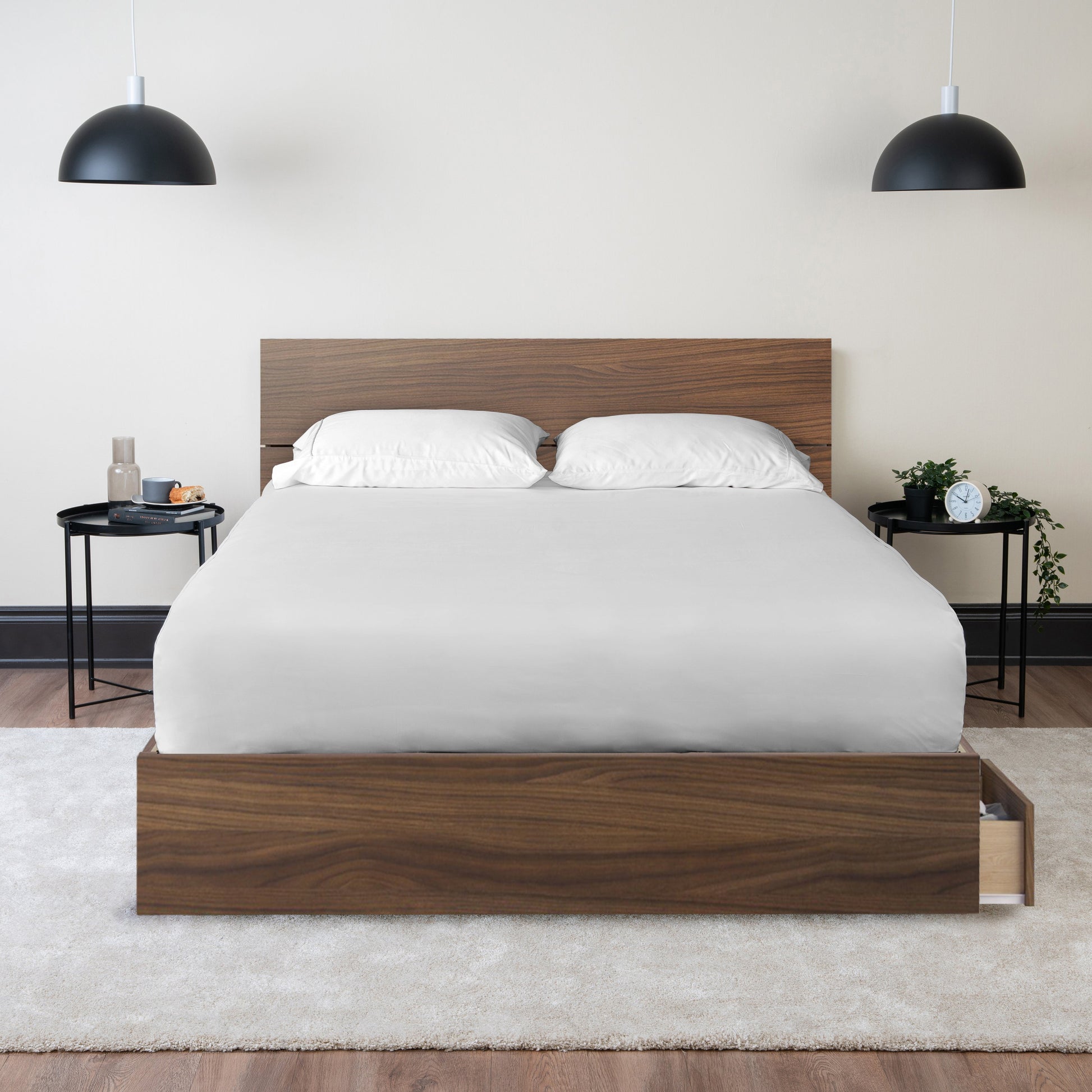 Storage Wood Bed with Headboard Hamuq