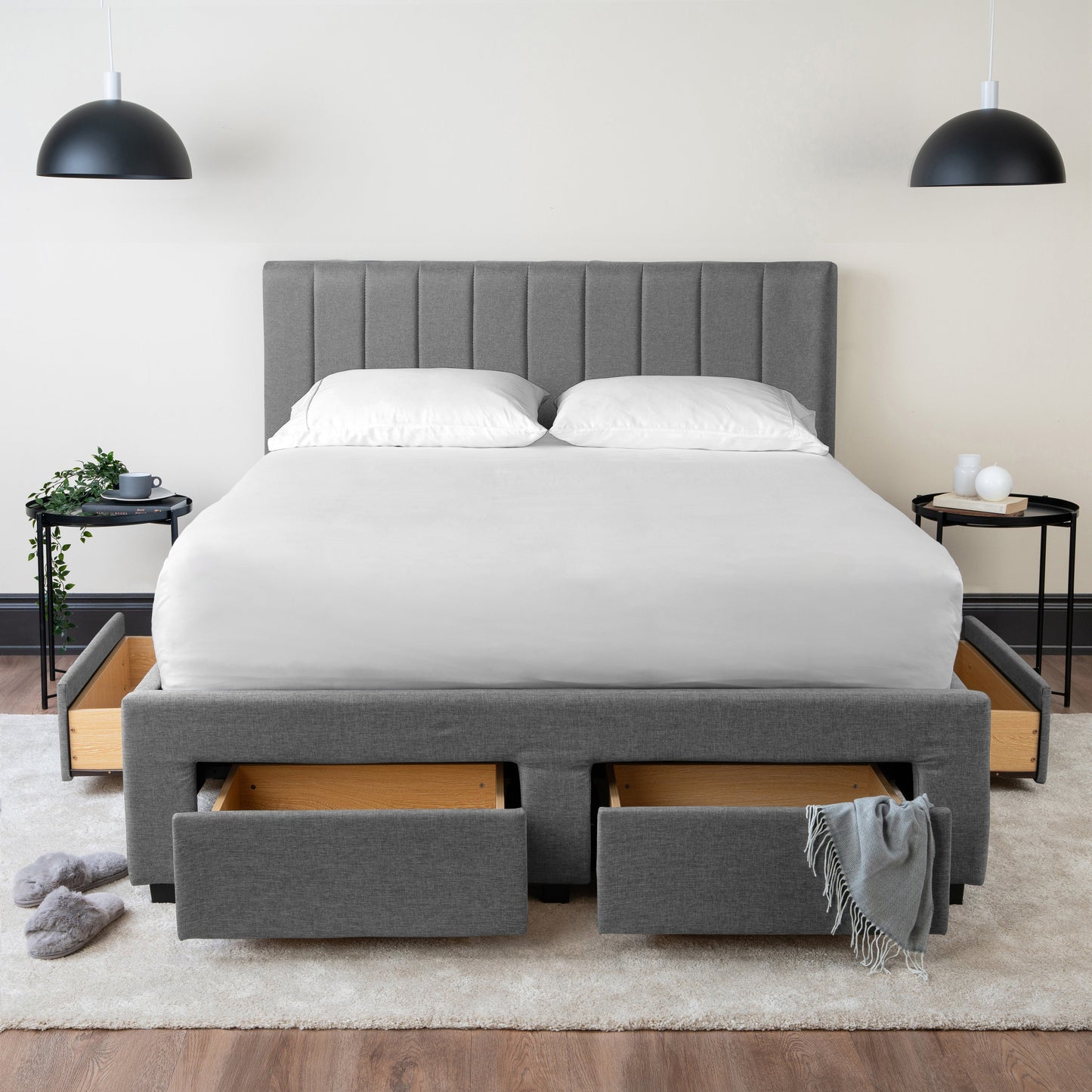 Upholstered Panel Storage Bed Hamuq