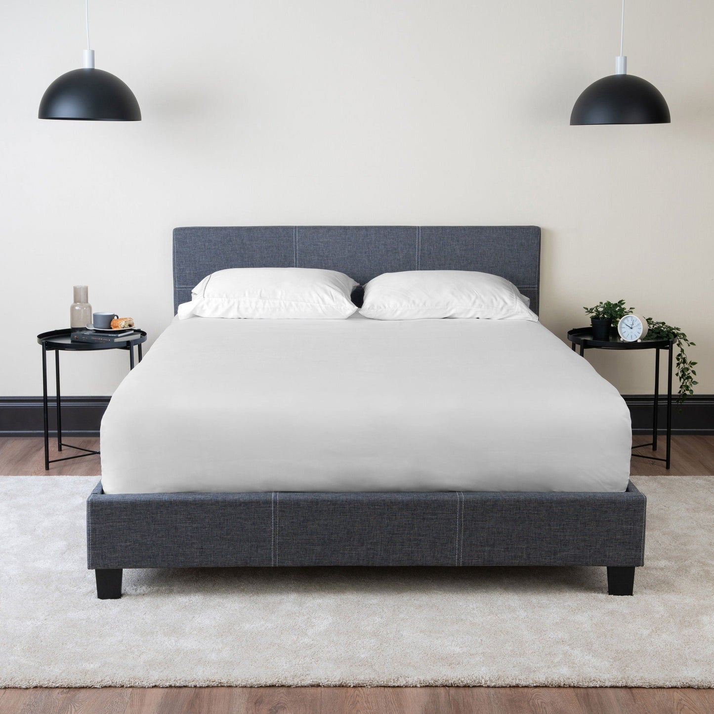 California Upholstered Bed Frame with Headboard Hamuq
