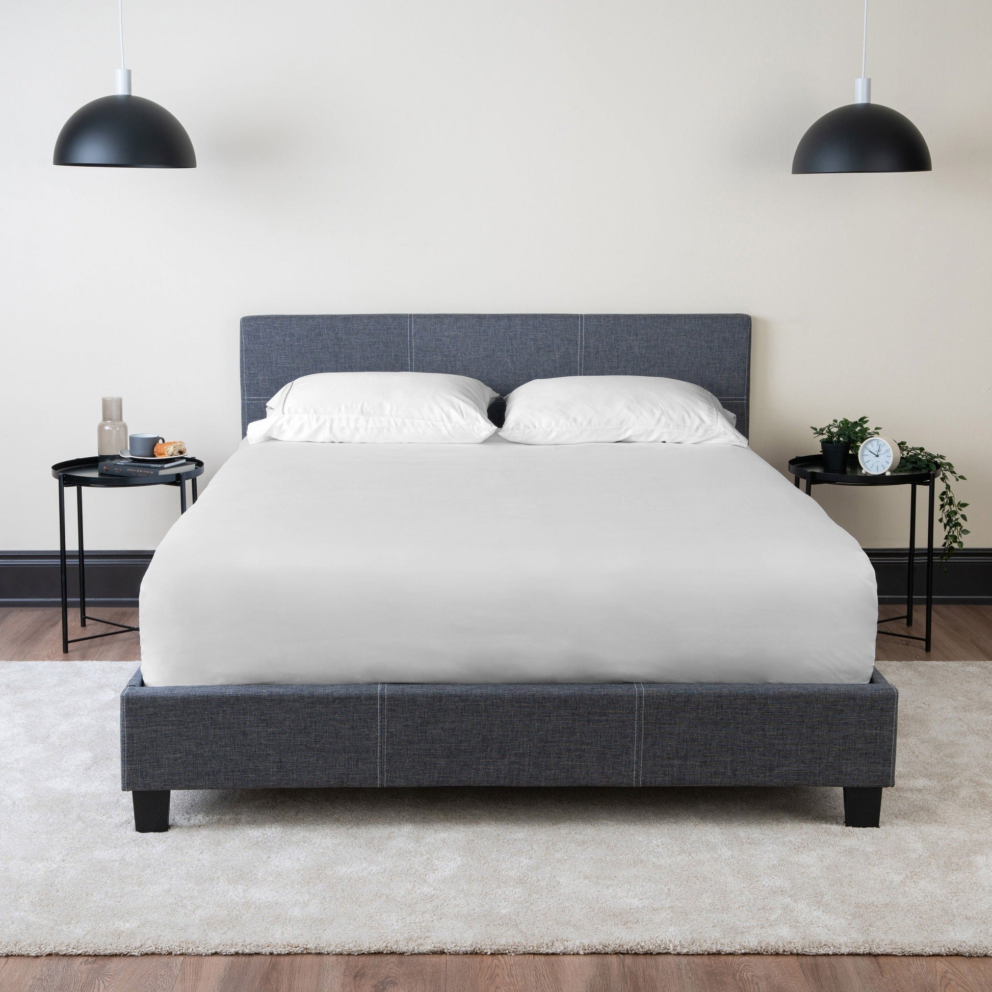 California Upholstered Bed Frame with Headboard Hamuq