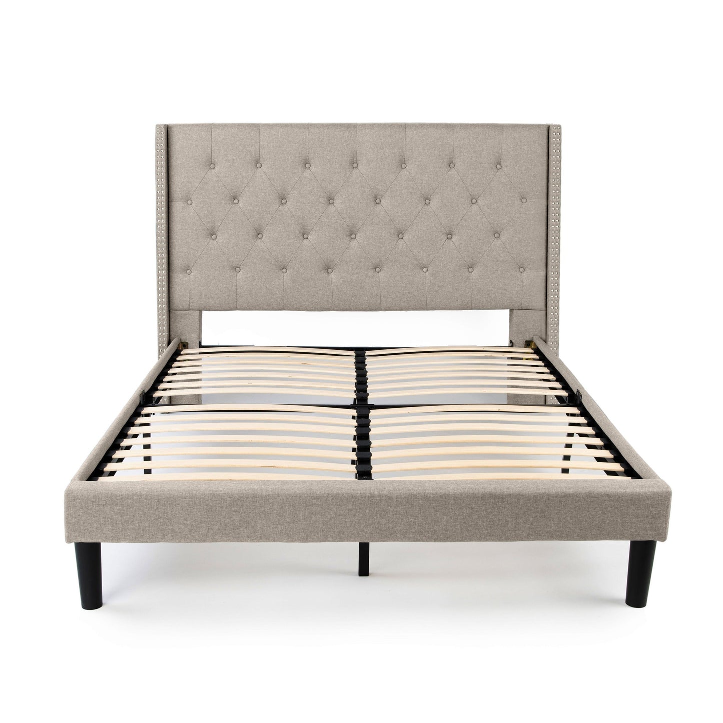 Delorious Upholstered Bed Frame with Headboard Hamuq