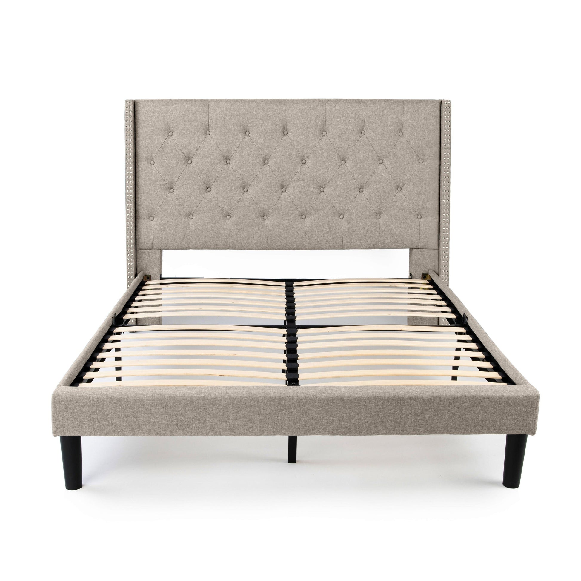 Delorious Upholstered Bed Frame with Headboard Hamuq