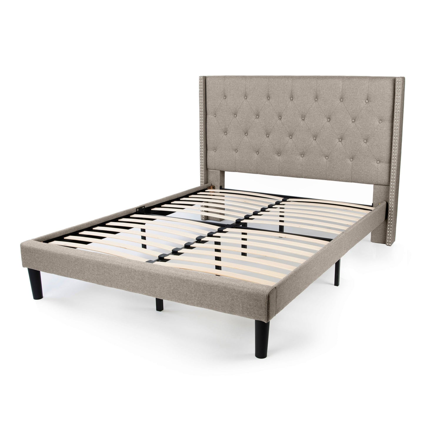 Delorious Upholstered Bed Frame with Headboard Hamuq
