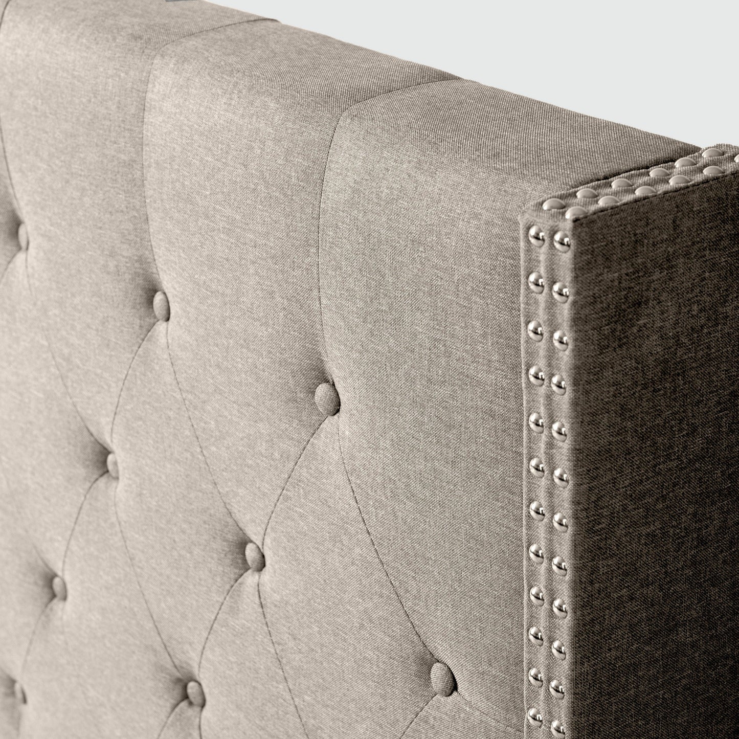 Delorious Upholstered Bed Frame with Headboard Hamuq