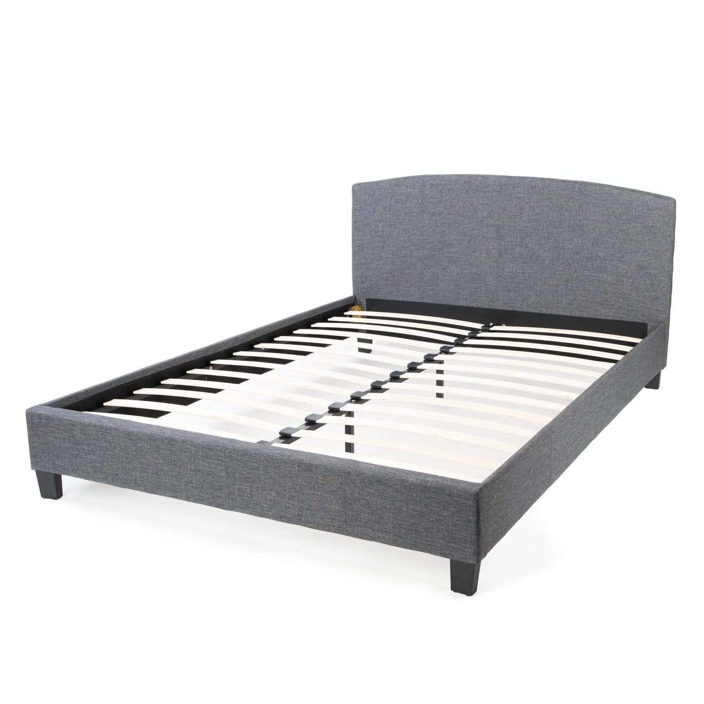 Curvaceous Upholstered Bed Frame with Headboard Hamuq