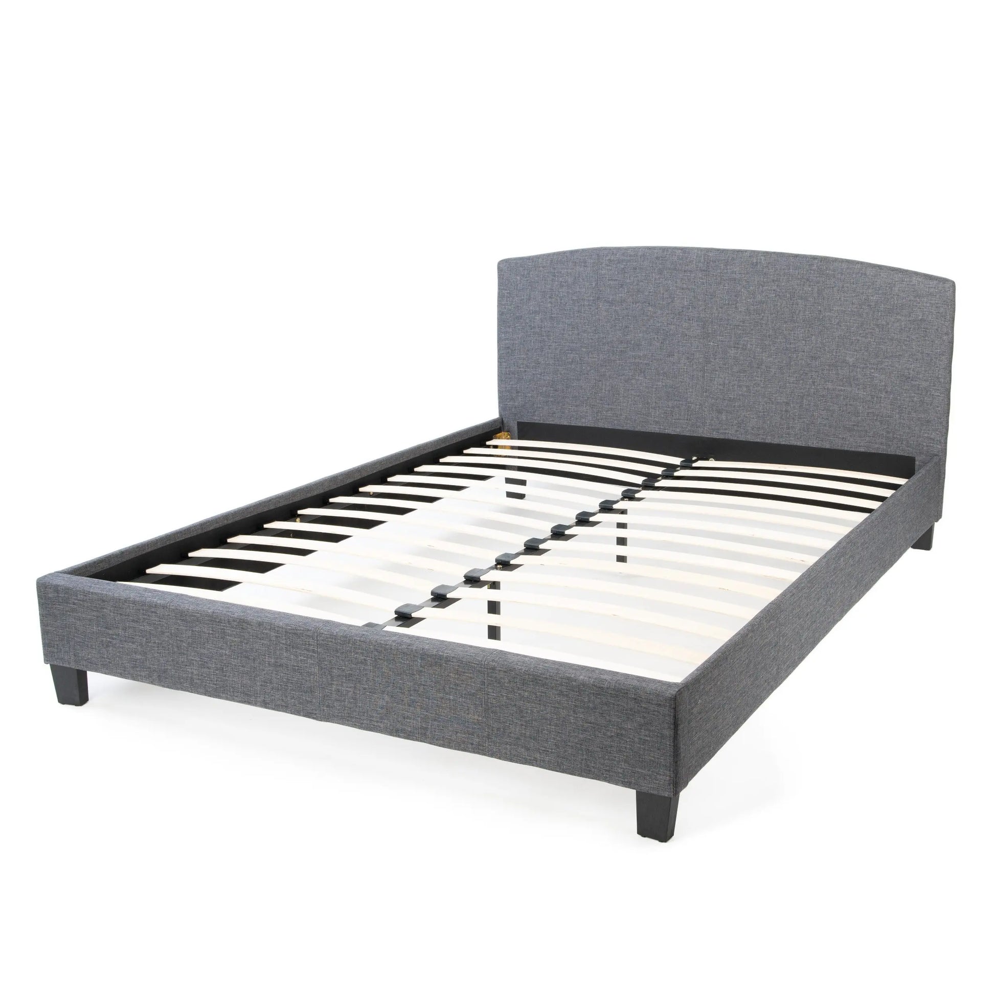 Curvaceous Upholstered Bed Frame with Headboard Hamuq