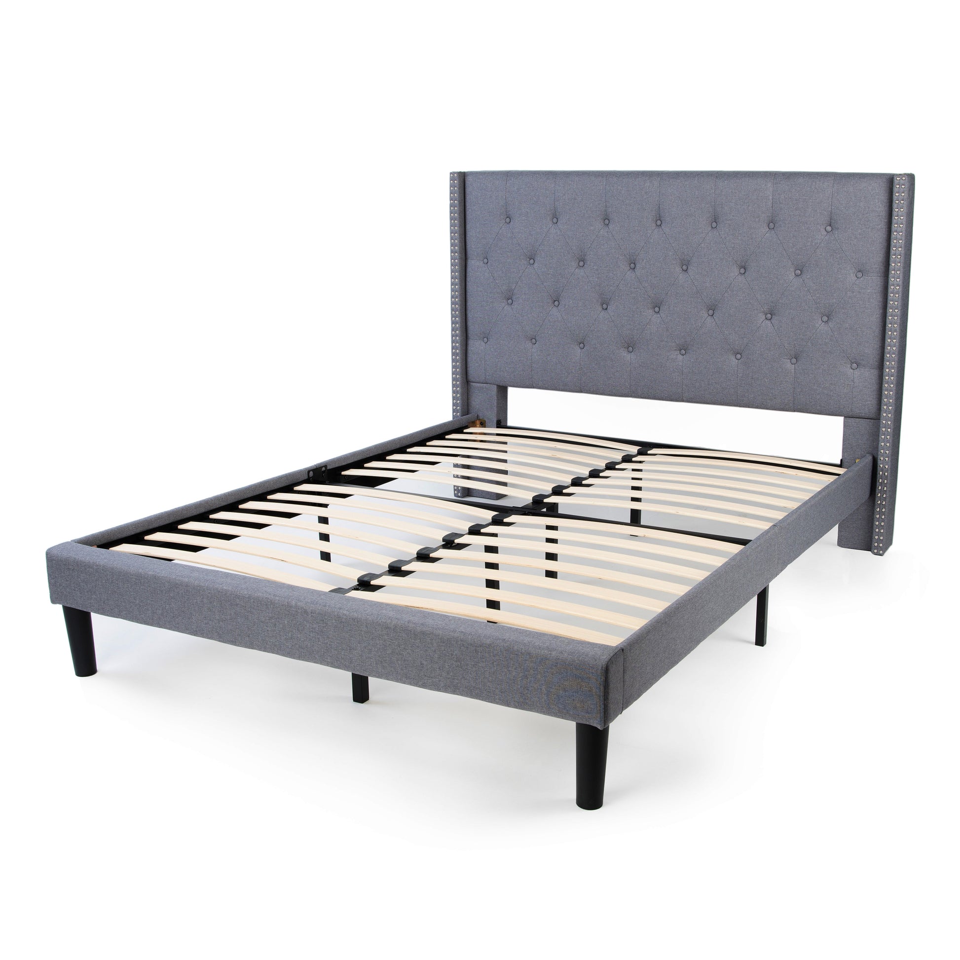 Delorious Upholstered Bed Frame with Headboard Hamuq