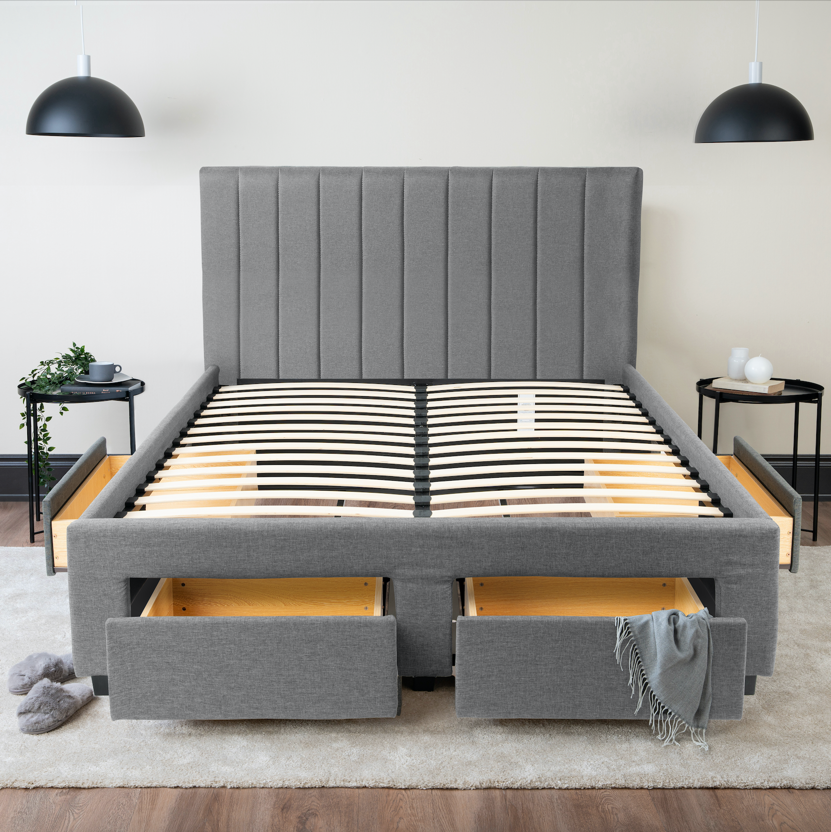 Upholstered Panel Storage Bed Hamuq