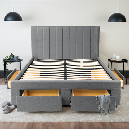 Upholstered Panel Storage Bed Hamuq