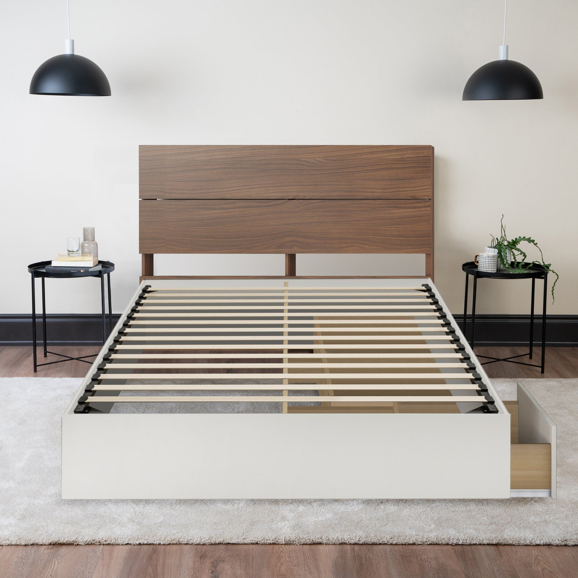 Storage Wood Bed with Headboard Hamuq