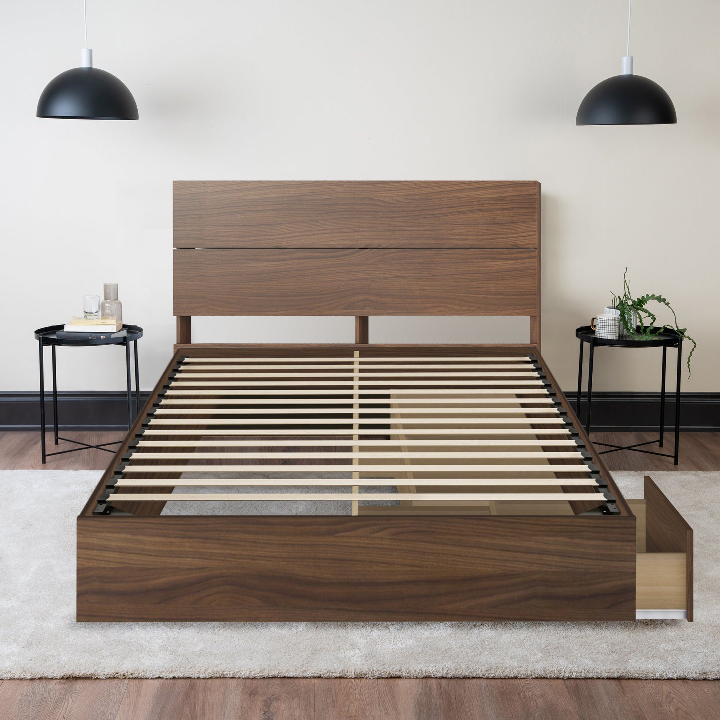 Storage Wood Bed with Headboard Hamuq