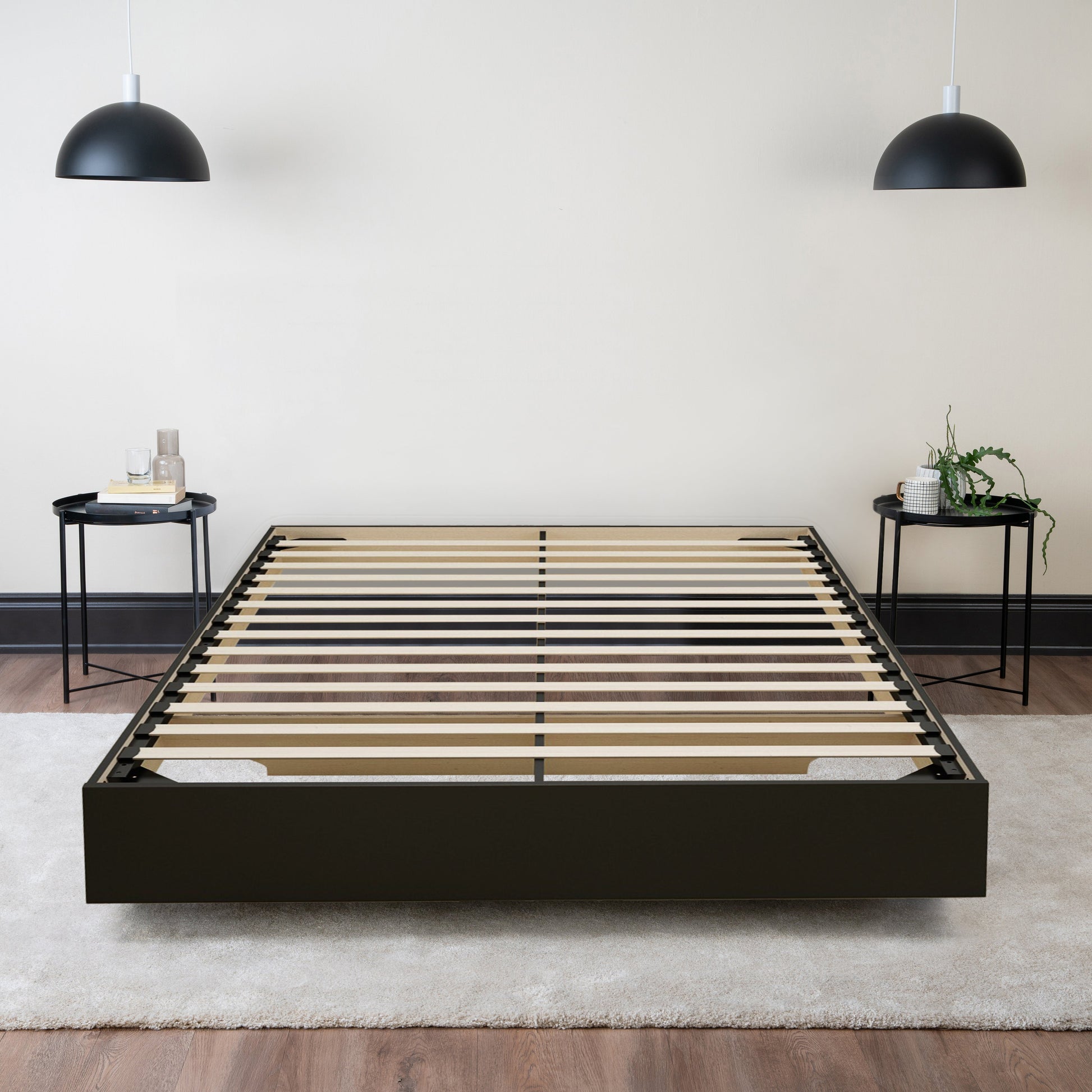 Floating Wood Bed Black Hamuq