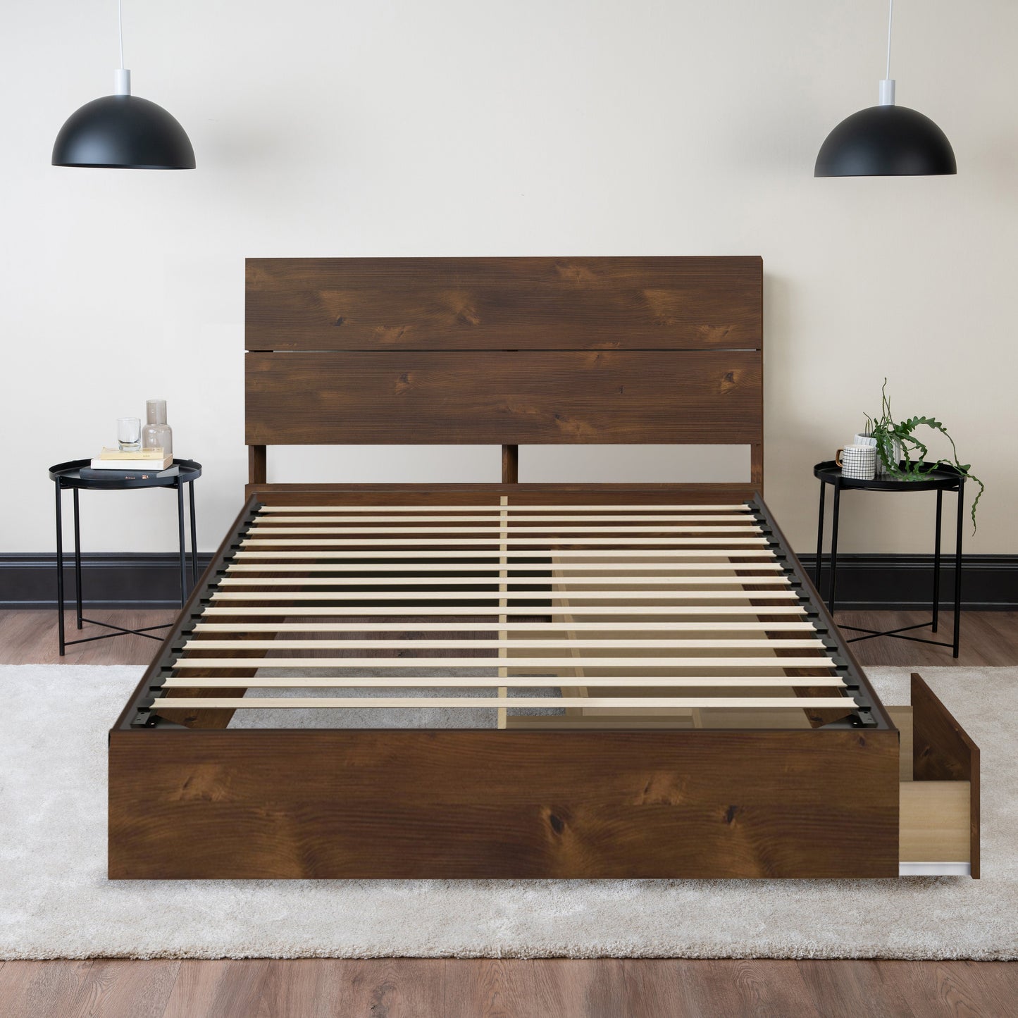 Storage Wood Bed with Headboard Hamuq