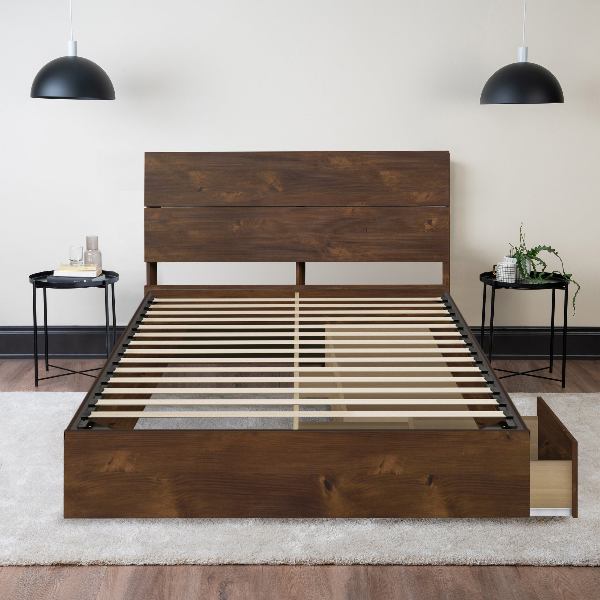 Storage Wood Bed with Headboard Hamuq