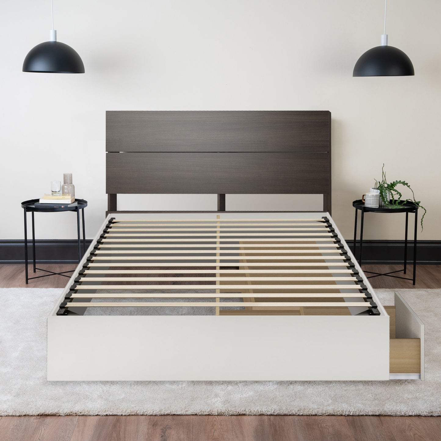 Storage Wood Bed with Headboard Hamuq
