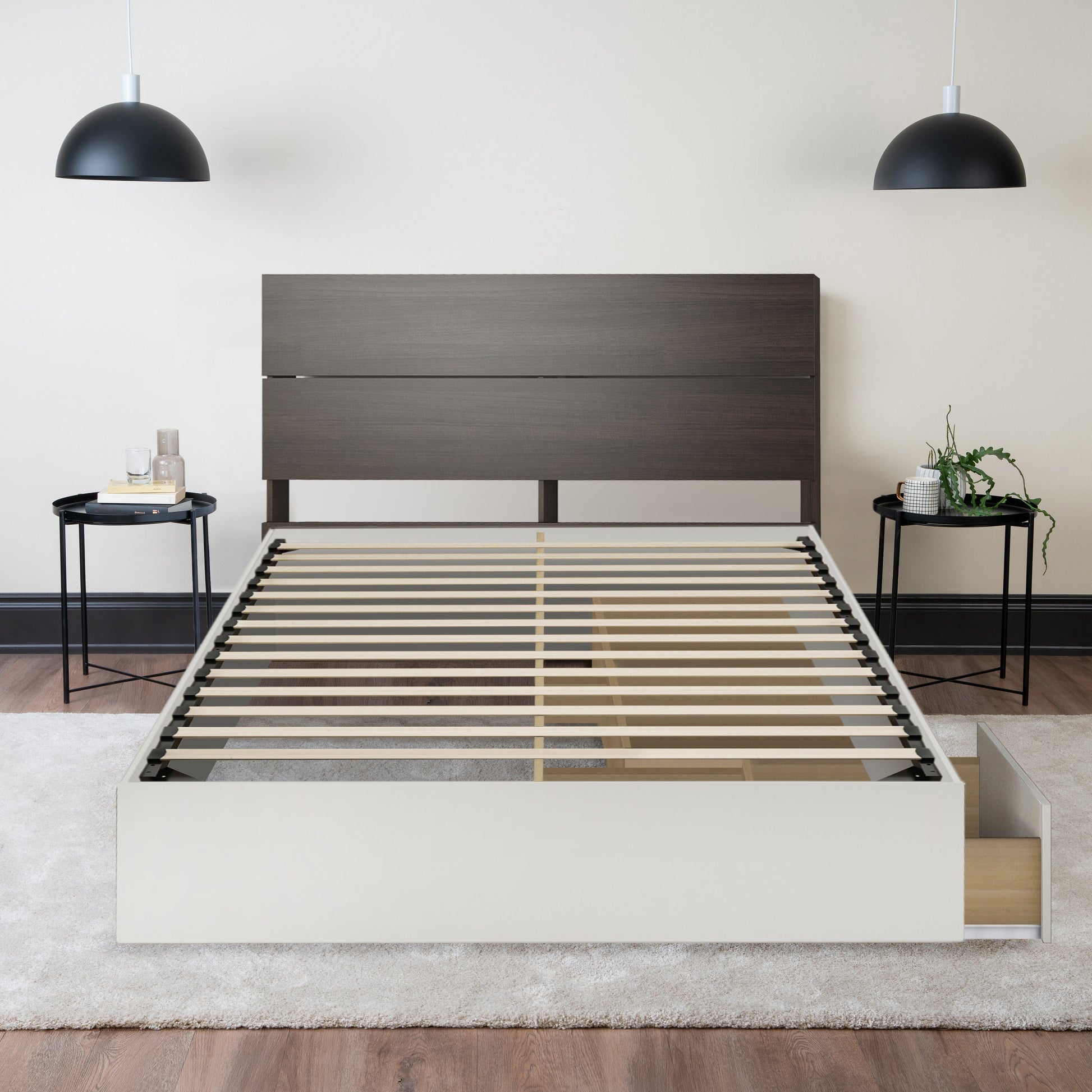 Storage Wood Bed with Headboard Hamuq