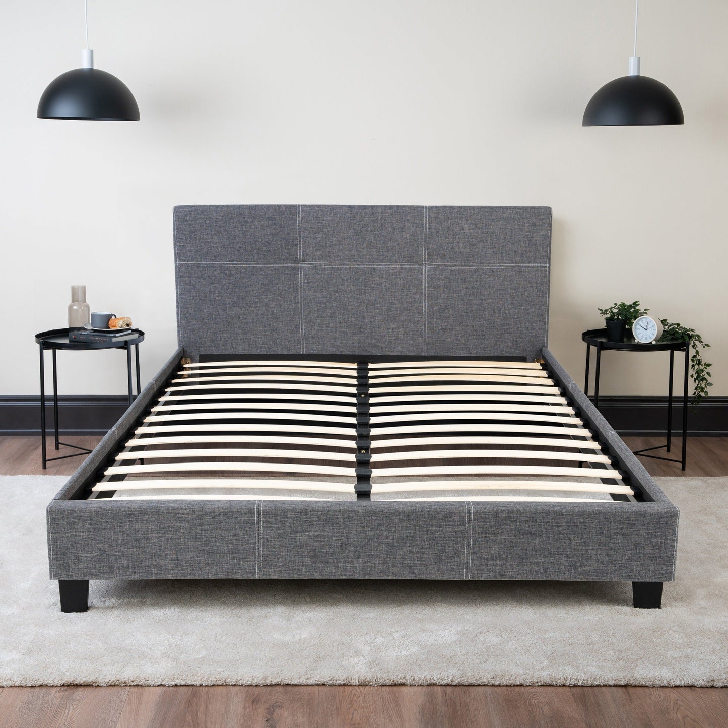 California Upholstered Bed Frame with Headboard Hamuq