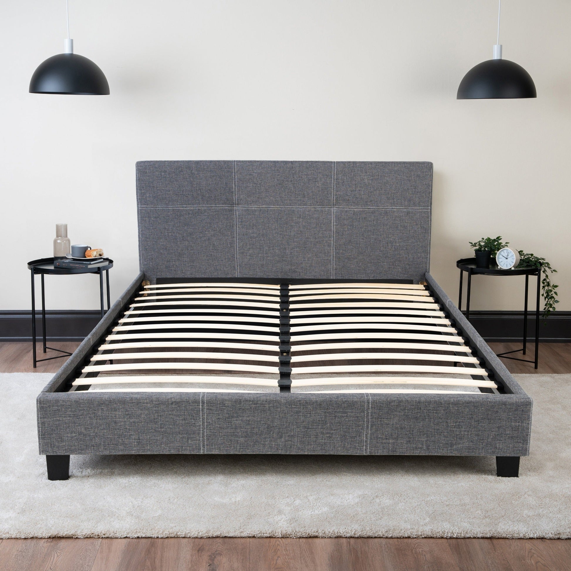 California Upholstered Bed Frame with Headboard Hamuq