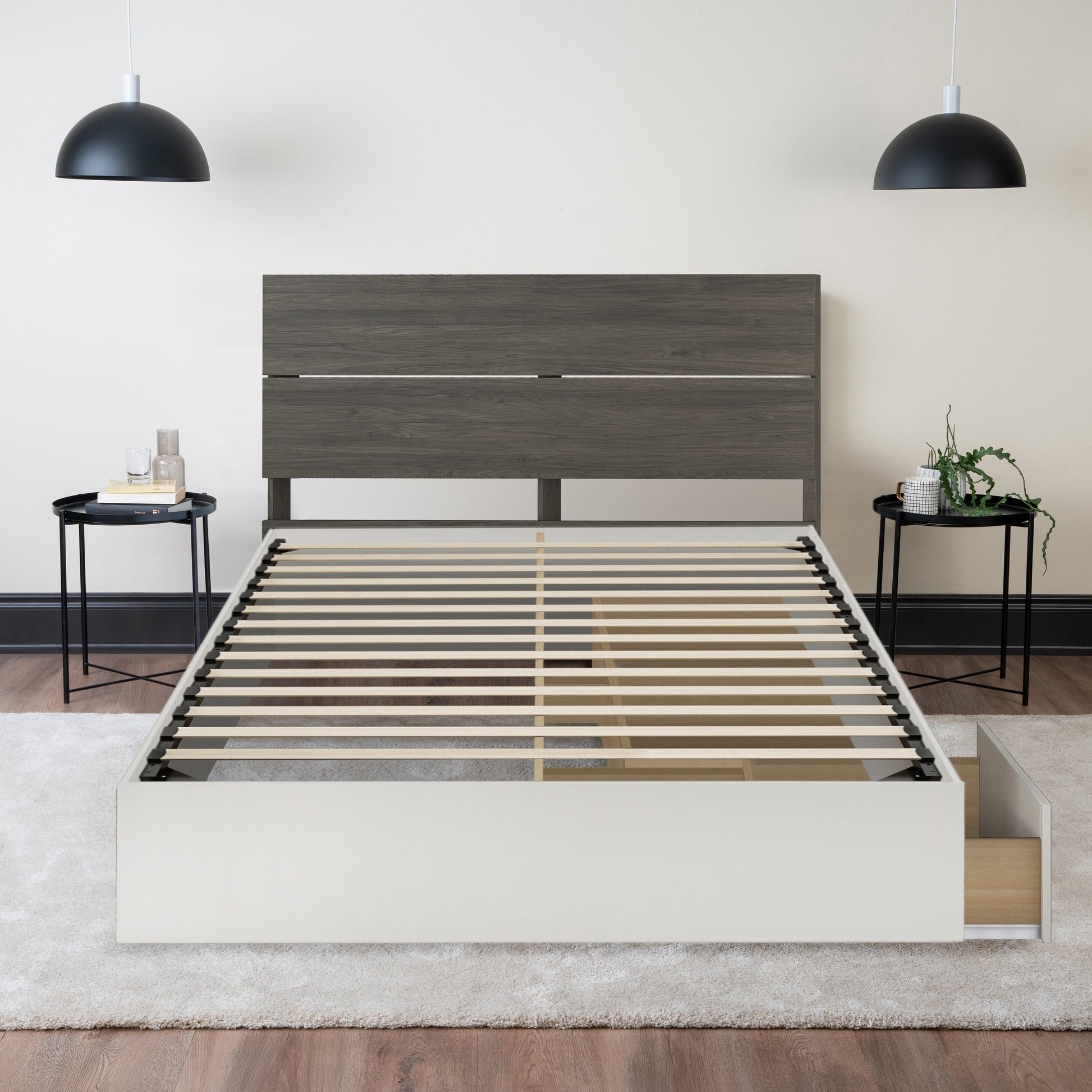 Storage Wood Bed with Headboard Hamuq
