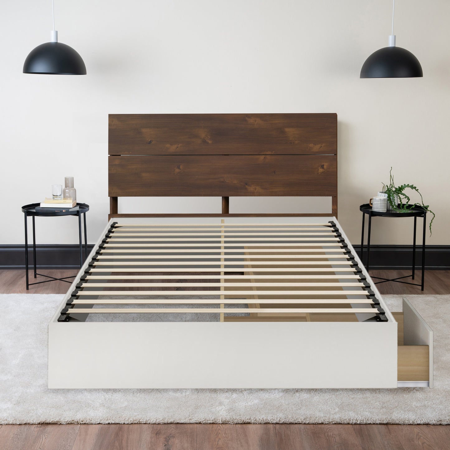 Storage Wood Bed with Headboard Hamuq