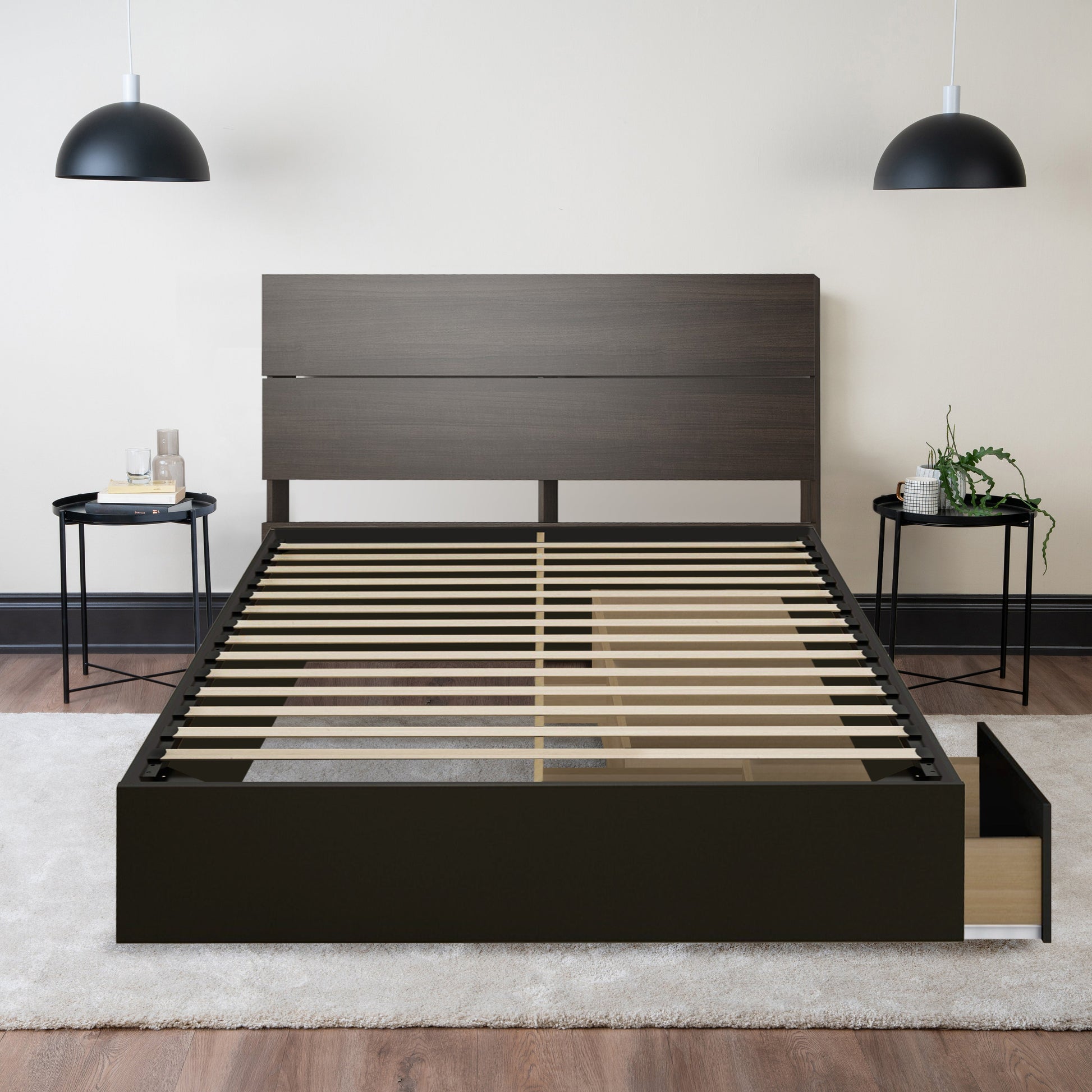 Storage Wood Bed with Headboard Hamuq