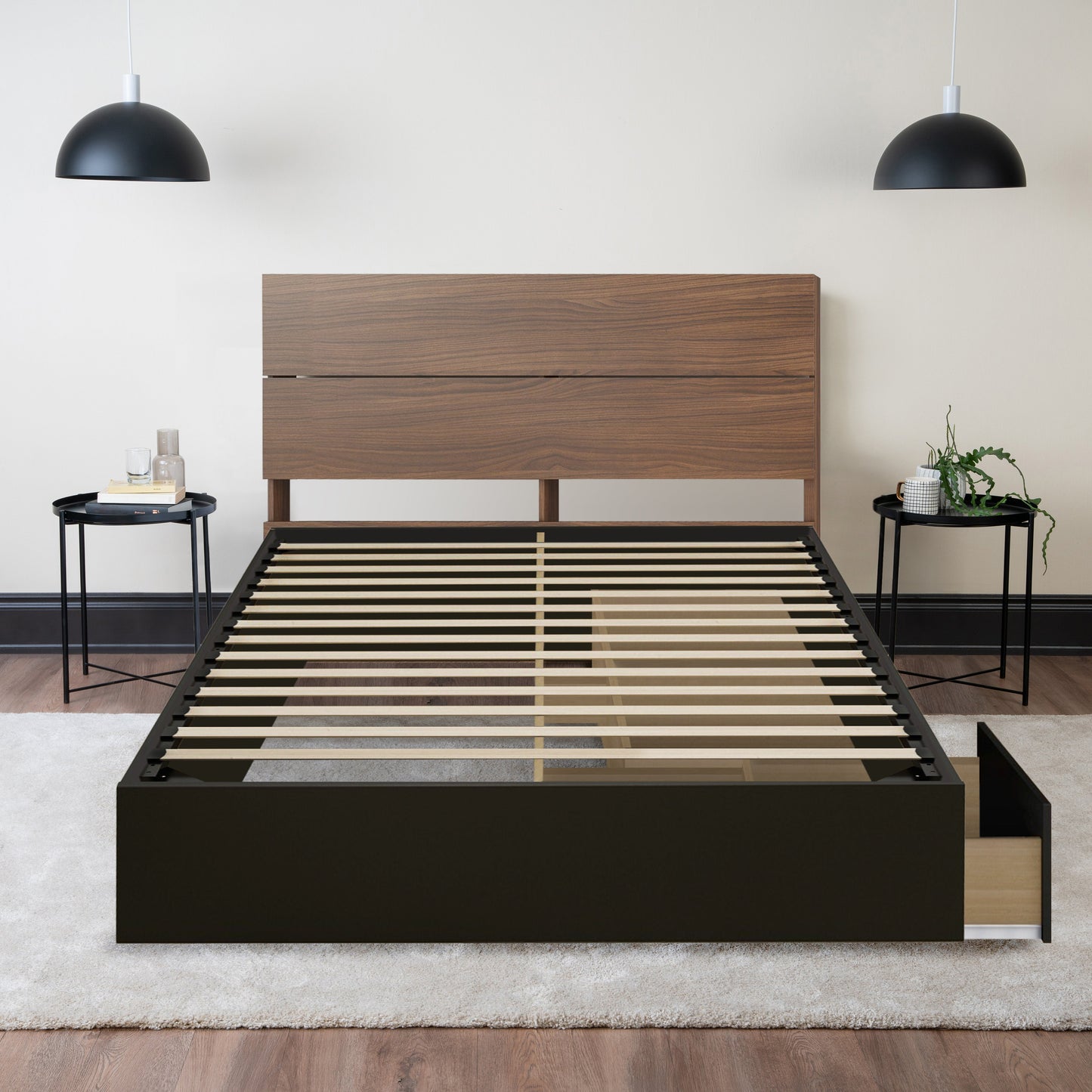 Storage Wood Bed with Headboard Hamuq