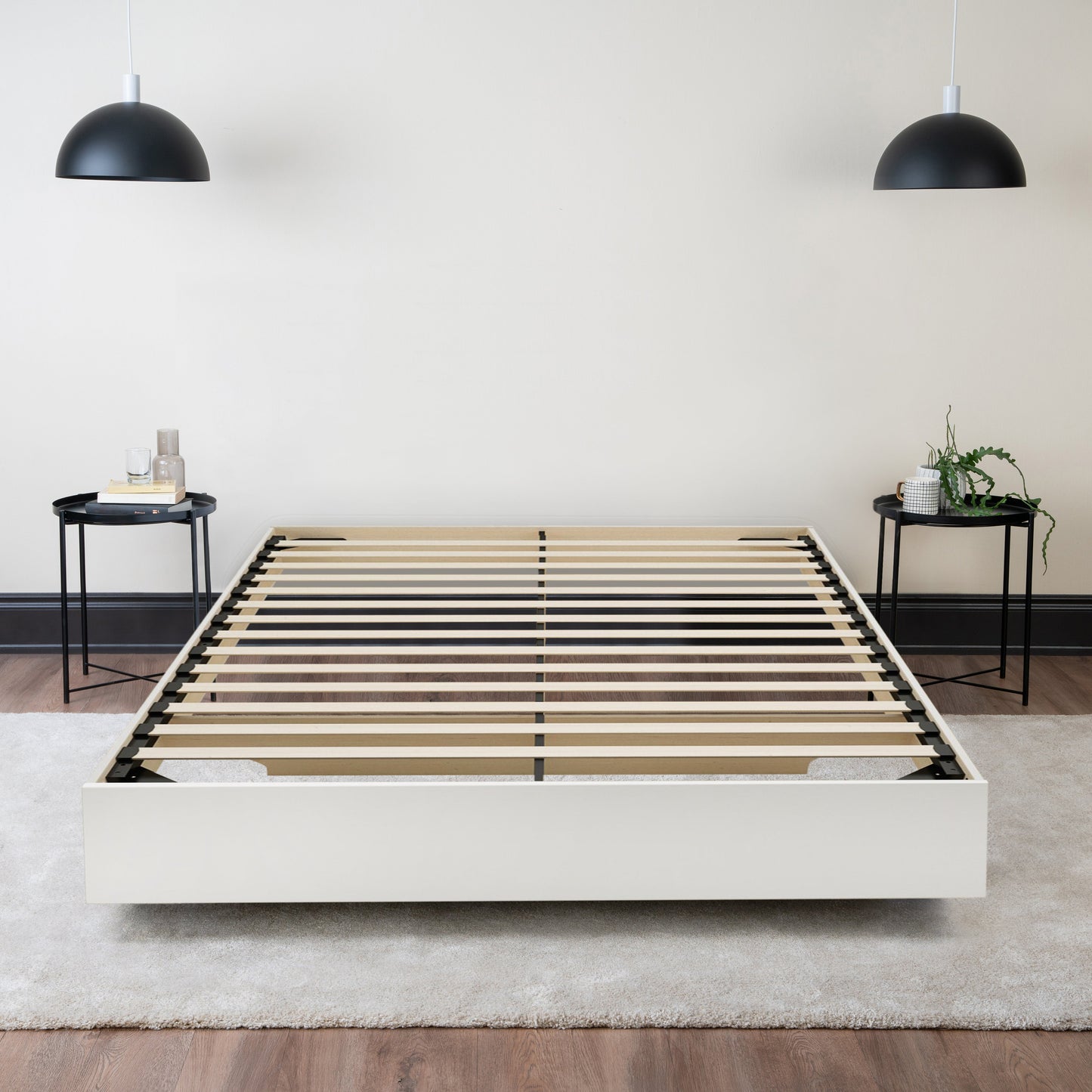 Floating Wood Bed White Hamuq