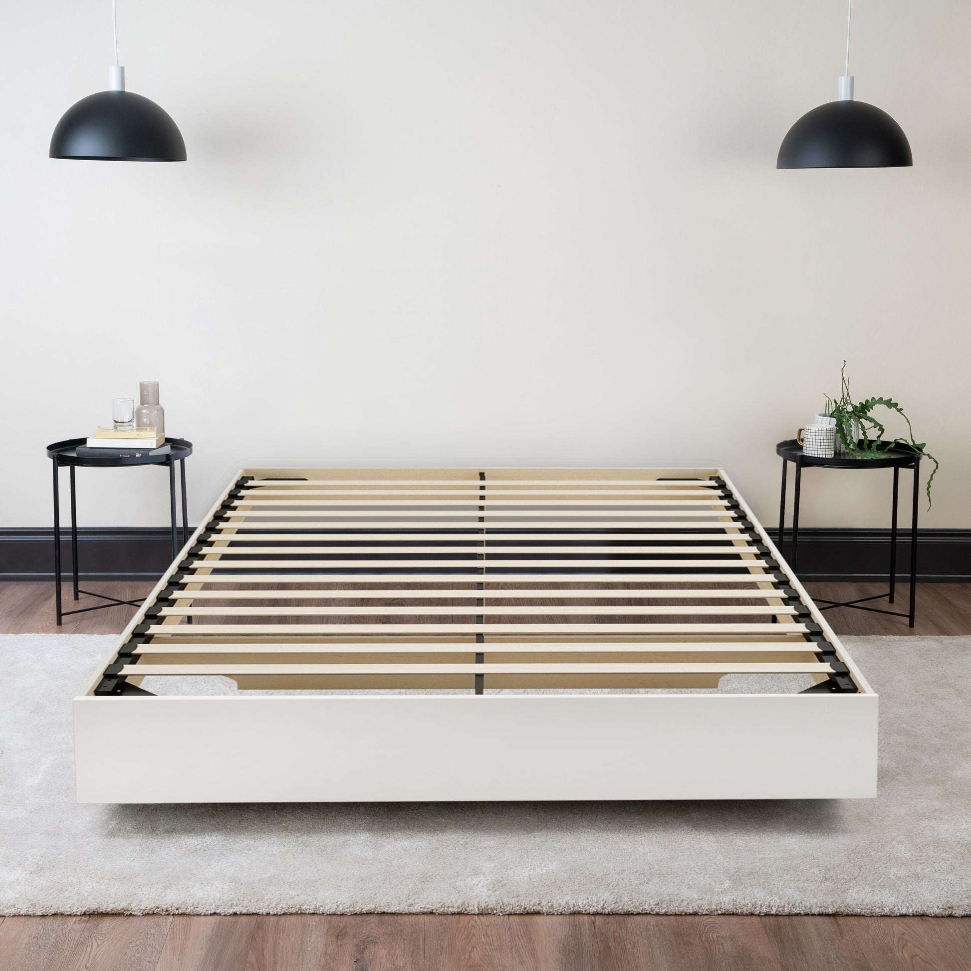 Floating Wood Bed White Hamuq