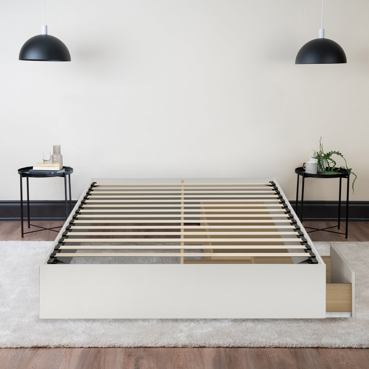 Storage Wood Bed White Hamuq