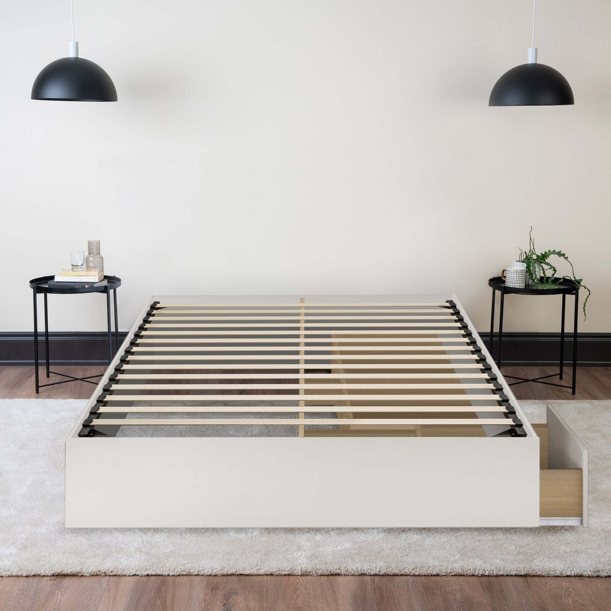 Storage Wood Bed White Hamuq
